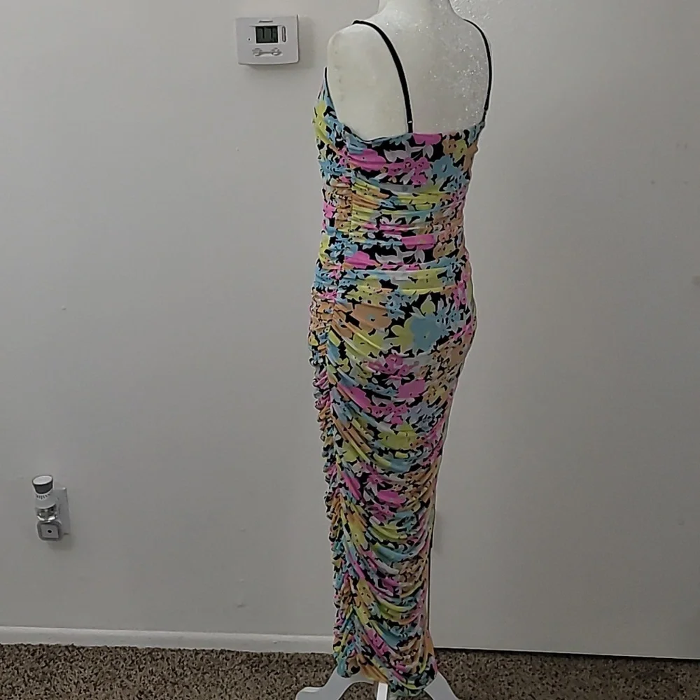 ARFM Ruched Mesh Midi Slipdress in Sky Floral Size Large NWT - Picture 14 of 15